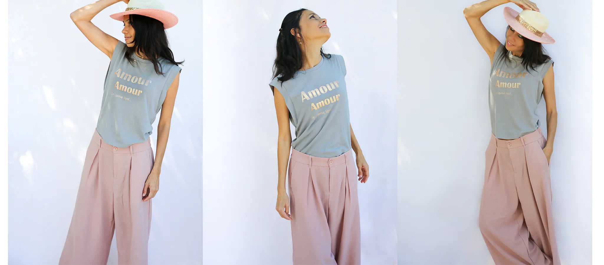 Amour glitter top and straw hat styled by CocoMilkyWay, light and feminine summer outfit