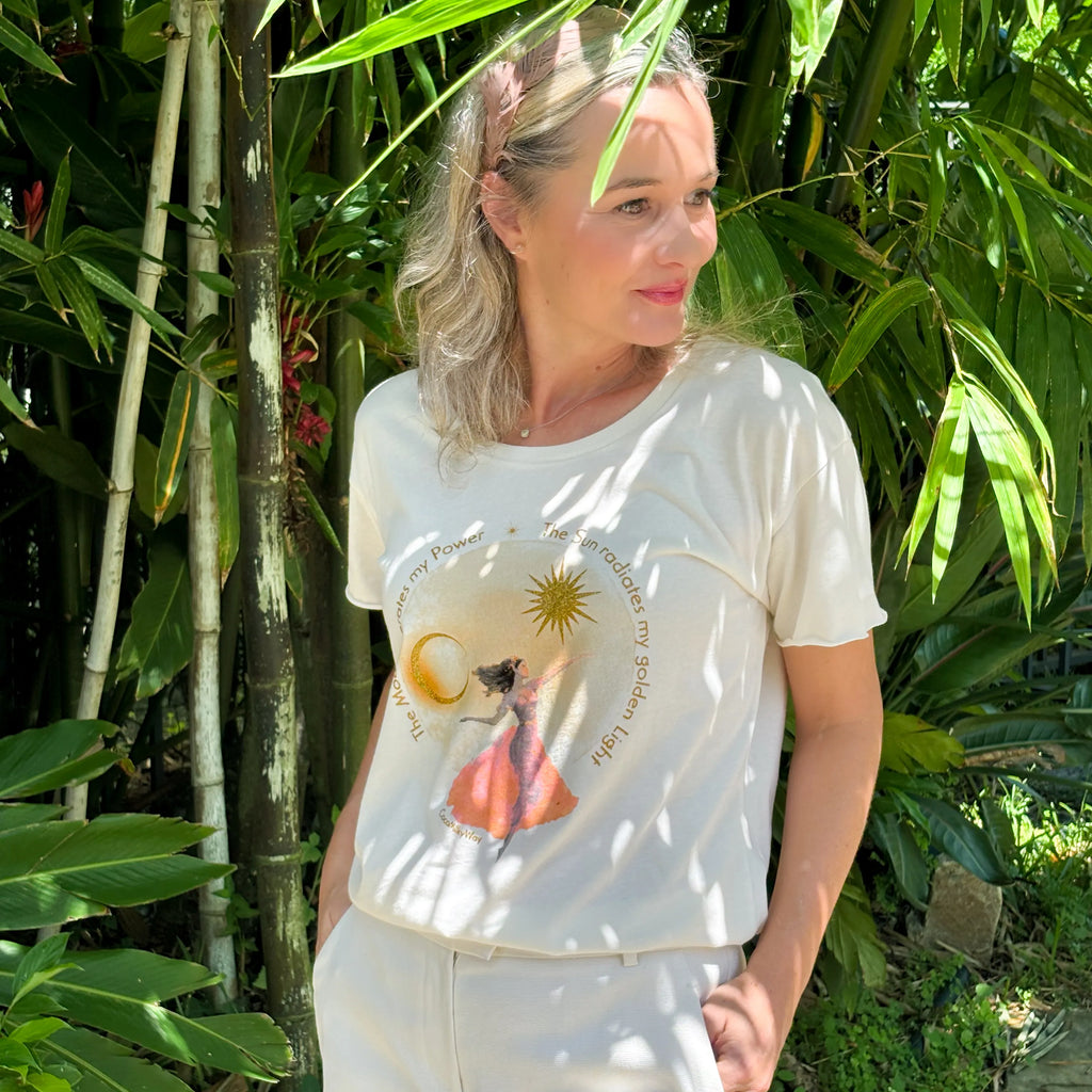 CocoMilkyWay glitter gold tee fairytale Spiritual apparel shopping 