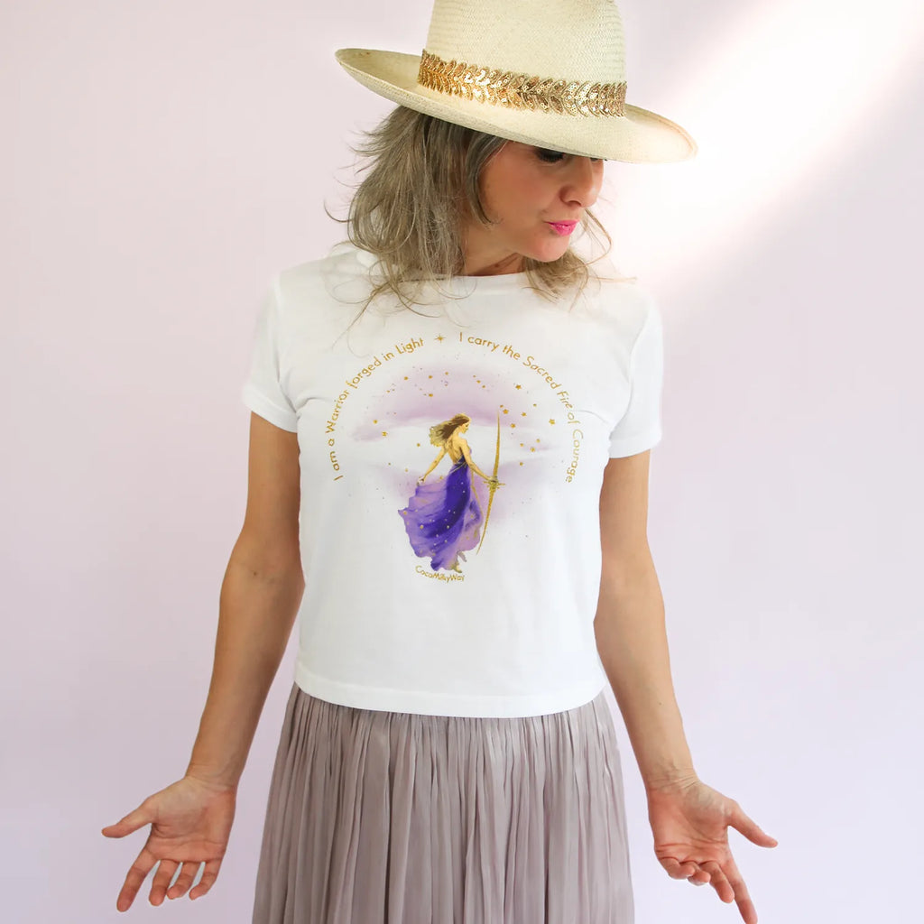 Light Warrior top CocoMilkyWay glitter gold spiritual awakening with the courage top