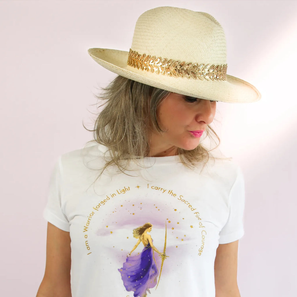 Natural and glitter gold Panama straw hat by CocoMilkyWay boho look