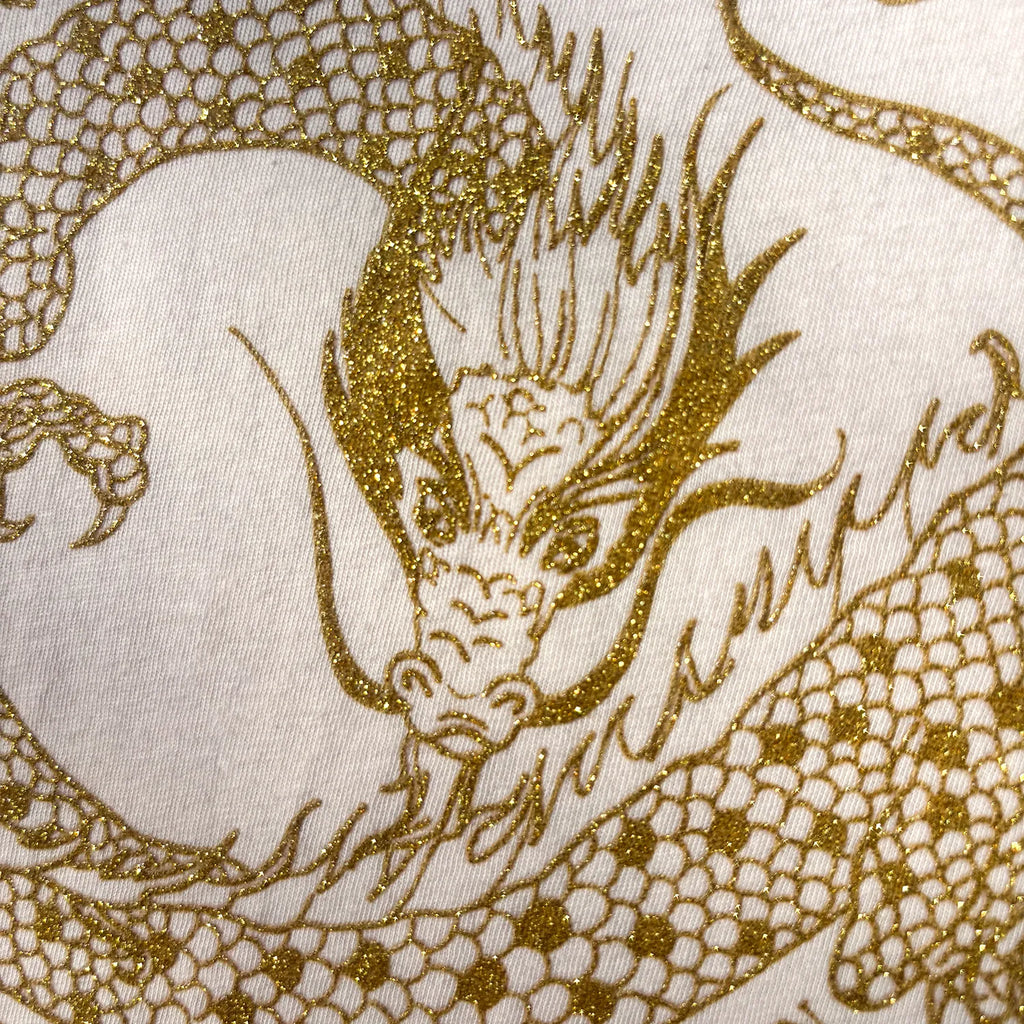 Glitter gold embroidered dragon Tee Spiritual Fashion by CocoMilkyWay