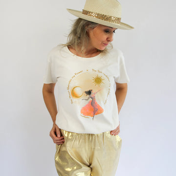 Fairy ivory soft cotton t-shirt by CocoMilkyWay, divine feminine design in soft fabric for elevated everyday wear
