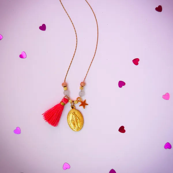 Miraculous Virgin Mary necklace by CocoMilkyWay, jewelry piece inspired by divine protection and sacred femininity