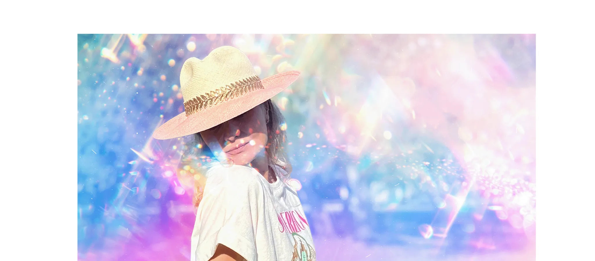Panama-style pink straw hat with glitter details by CocoMilkyWay for a light and stylish summer wear