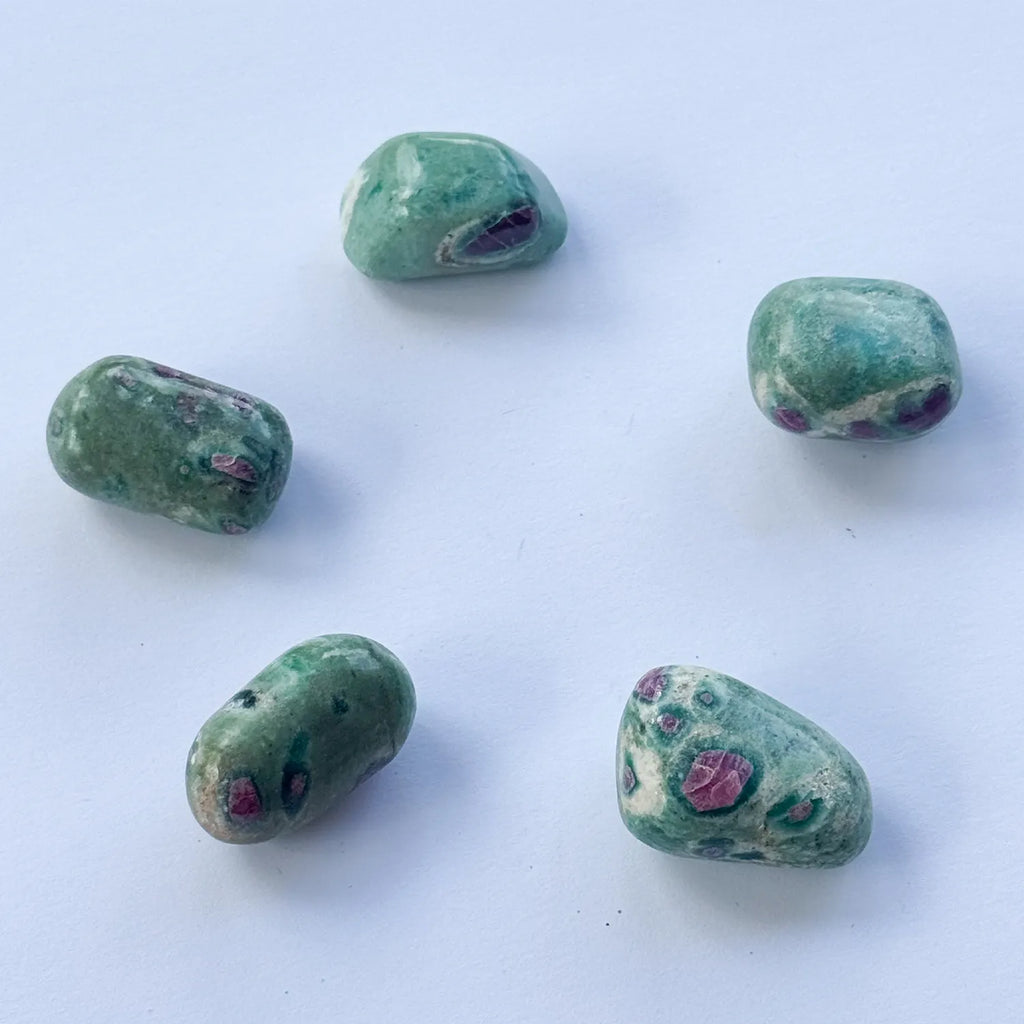 Ruby in fuchsite crystal grid by CocoMilkyWay, spiritual tool for Heart alignment and Divine Union manifestation.