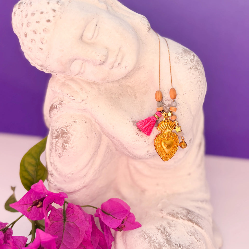 CocoMilkyWay handcrafted Sacred Heart necklace, a Spiritual symbol of Love