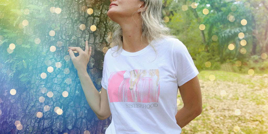 CocoMilkyWay Sisterhood cotton t-shirt, celebrating feminine connection and love