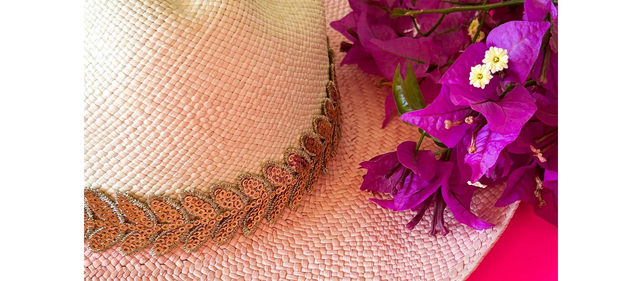 Straw hat with glitter ribbon by CocoMilkyWay, radiant and lightweight accessory for sunny days and standout summer style